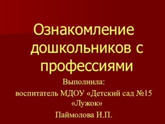 Презентация Какие бывают профессии презентация к уроку по развитию речи (старшая группа)