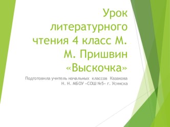 Урок литературного чтения 4 класс  Выскочка Пришвин методическая разработка по чтению (4 класс)