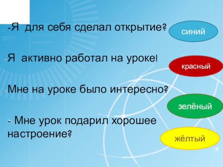 -Я для себя сделал открытие? Я активно работал на уроке! Мне на