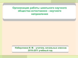Организация школьного научного общества методическая разработка