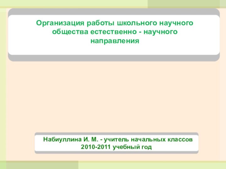 Организация работы школьного научного общества естественно - научного направления