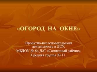 Огород на окне презентация к уроку по окружающему миру (средняя группа)