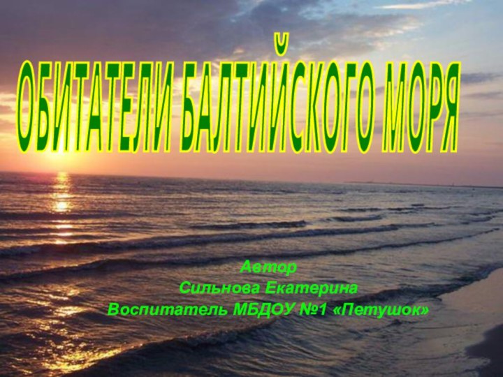 АвторСильнова ЕкатеринаВоспитатель МБДОУ №1 «Петушок»ОБИТАТЕЛИ БАЛТИЙСКОГО МОРЯ