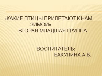 конспект открытого занятия Какие птицы прилетают к нам зимой план-конспект занятия по развитию речи (младшая группа) по теме