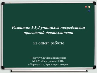 Развитие УУД учащихся посредством проектной деятельности (из опыта работы) презентация к уроку по теме