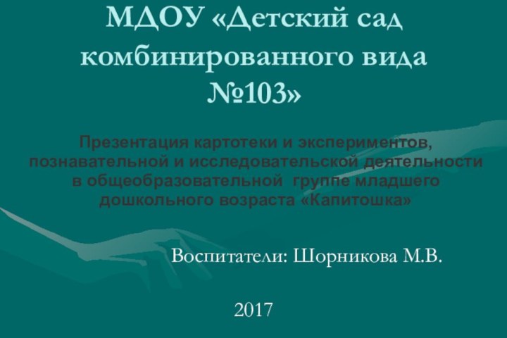 МДОУ «Детский сад комбинированного вида №103»