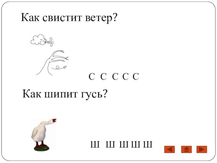 Как свистит ветер?Как шипит гусь?ШШШШШССССС