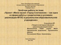 Проект Мини-музей Город Снеговиков - как одна из форм работы с родителями в условиях реализации ФГОС в дошкольном образовательном учреждении (из опыта работы) презентация к уроку (средняя группа)