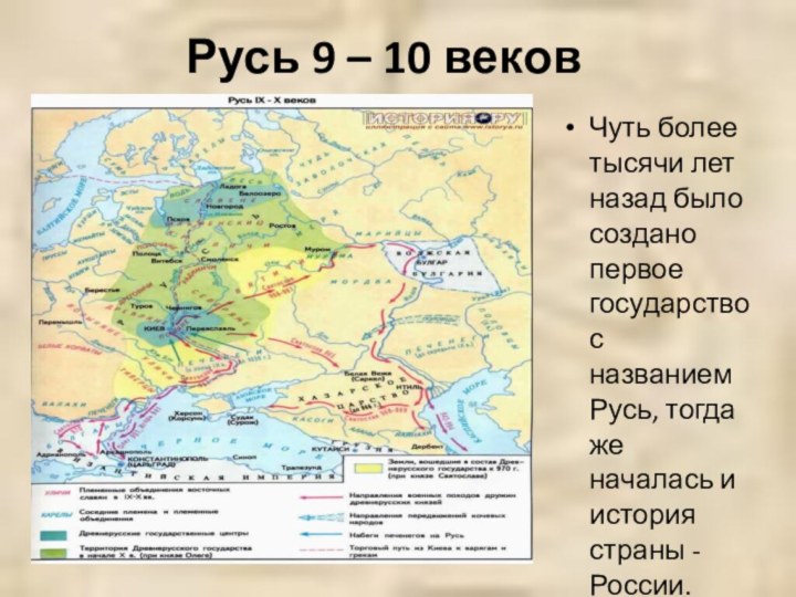 Русь 9 – 10 вековЧуть более тысячи лет назад было создано первое