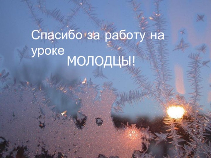 Спасибо за работу на урокеМОЛОДЦЫ!