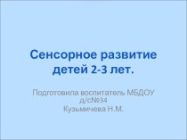 Презентация Сенсорное развитие детей презентация к уроку (младшая группа)