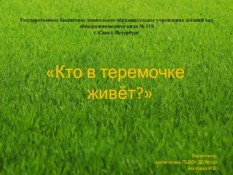 Презентация совместной деятельности педагога с детьми. Тема Кто в теремочке живет? презентация к уроку по развитию речи (младшая группа)