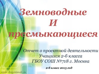 Презентация Отчет о проектной деятельности по теме Земноводные и пресмыкающиеся 2 класс УМК Школа России проект по окружающему миру (2 класс)