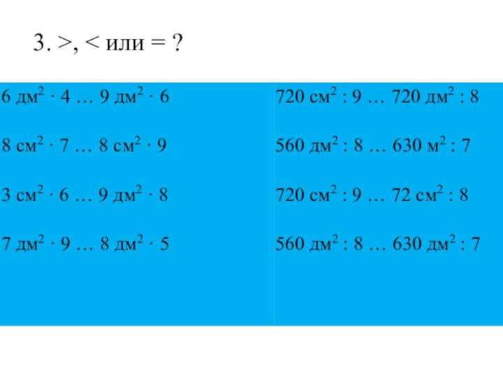 3. >, < или = ?