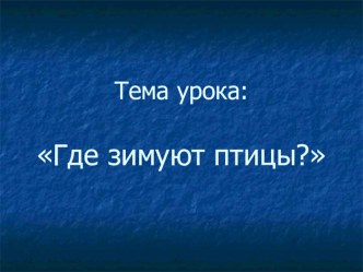 Урок - презентация Где зимуют птицы? план-конспект урока по окружающему миру (1 класс) по теме