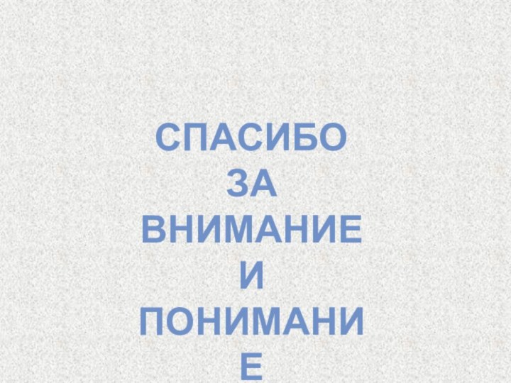 Спасибо за внимание и понимание