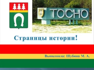 Страницы истории города Тосно план-конспект занятия (подготовительная группа)