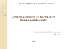 Организация проектной деятельности старших дошкольников презентация