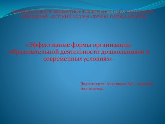 Презентация для педагогов Эффективные формы организации образовательной деятельности дошкольников в современных условиях презентация