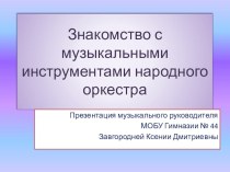 Презентация к музыкальному занятию с детьми подготовительной группы (6-7 лет) Знакомство с музыкальными инструментами народного оркестра презентация к уроку (подготовительная группа) по теме