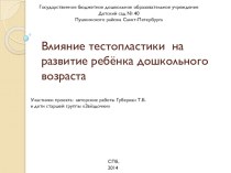 Влияние тестопластики на развитие ребёнка дошкольного возраста презентация к занятию по конструированию, ручному труду (старшая группа) по теме