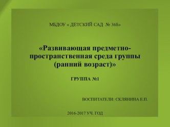 Развивающая предметно- пространственная среда группы (ранний возраст) презентация к уроку (младшая группа)
