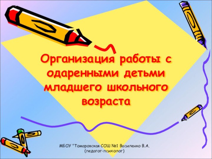 Организация работы с одаренными детьми младшего школьного возраста  МБОУ 