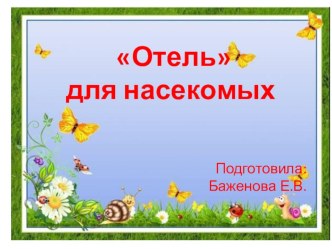 Отель для насекомых презентация к уроку по окружающему миру (старшая группа)