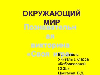 Презентация-викторина по окружающему миру Своя игра для 1-2 класса. презентация к уроку по окружающему миру (1, 2 класс) по теме