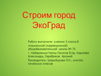 Проектная работа Строим город Экоград проект по окружающему миру (3 класс) по теме