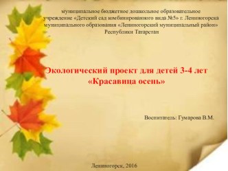 Презентация  Красавица осень презентация к уроку (младшая группа)