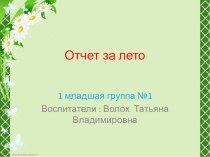 Отчет о проведении летнего - оздоровительного сезона в 1 младшей группе №1 материал (младшая группа)