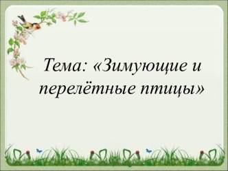 Классификация зимующих и перелётных птиц. план-конспект урока по окружающему миру (3 класс)