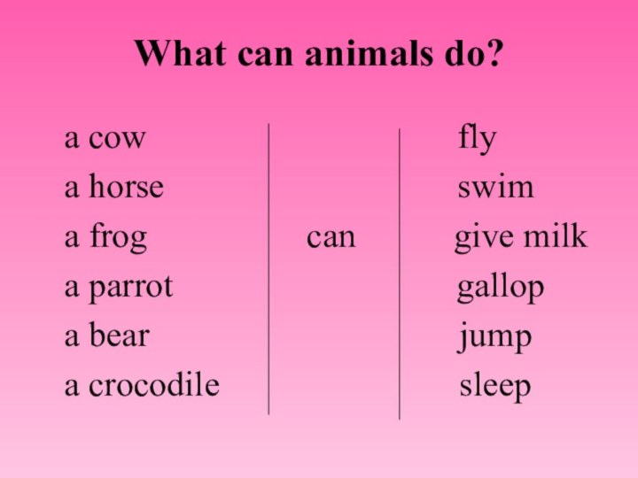 What can animals do?a cow